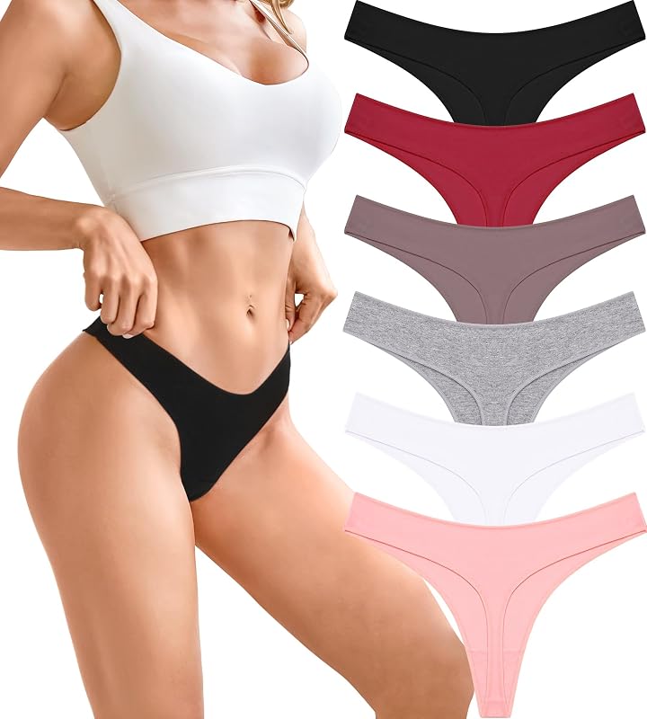 Perizoma Tanga Donna Cotone Mutande Donna Seducente Brasiliana Slip Cotone Traspirante Set Intimo Mutandine a Vita Bassa Thong Multipack da 6 Pezzi — foto 1 di 5