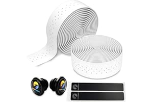 TOPCABIN® Camouflage Series Comfort Gel Road Bike Handlebar Tape Bike Bar Tape with Reflective Bar Plugs (White(PU a Pair))