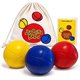 Covelico Juggling Balls for Beginners, 3-Ball Learning Kit, No-Bounce | Soft-Grip Juggle Balls for Beginner Kids, Teens, &amp; Adults, Each 2.5 inch &amp; 3.2 oz, Instructions &amp; Carry Bag