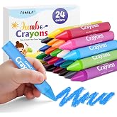 24 Colors Jumbo Crayons for Toddlers 1-3, Non-Toxic, Washable Crayon for Kids Ages 4-8, Easy to Hold and Unbreakable Big Toddler Crayons for Toddler Coloring.Best Gift for Holiday, Travel and Art