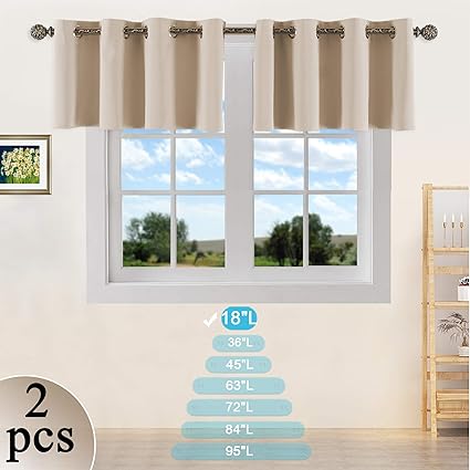 Ygo Room Darkening Small Window Curtains Elegant Home Decorative Blackout Valance Tiers With Grommet Top For Living Room Nursery Bedroom 52 Wide