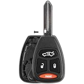 Remote Key Fob Cover Shell Case for 2005-2009 Dodge Jeep (KOBDT04A) | Replacement for 2005 2006 2007 2008 2009 Ram Pickup 1500 2500 3500 Charger Grand Cherokee (OHT692713AA, OHT692427AA) 4-Button