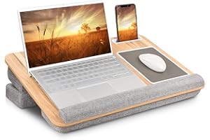 F FREEQUEEN LOVE LIFE Lap Laptop Desk, Adjustable Angle Lap Desk with Cushion Fits up to 17 inch Laptop, Soft Lap Pad, Storage Function, Wrist Rest, Tablet Slot, Portable Handle, Book Lap Stand for Adult Teen Student