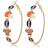 Football Earrings for Women Game Day Hoop Earrings Football Mom Accessories Enamel Red Black Football Helmet Jersey Earrings Sport Team Outfits Accessories Party Favor Gifts