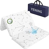 YENING Trifold Pack and Play Mattress Pad Foldable 38x26 Breathable | Waterproof Baby Mattress for Pack N Play Matress Topper