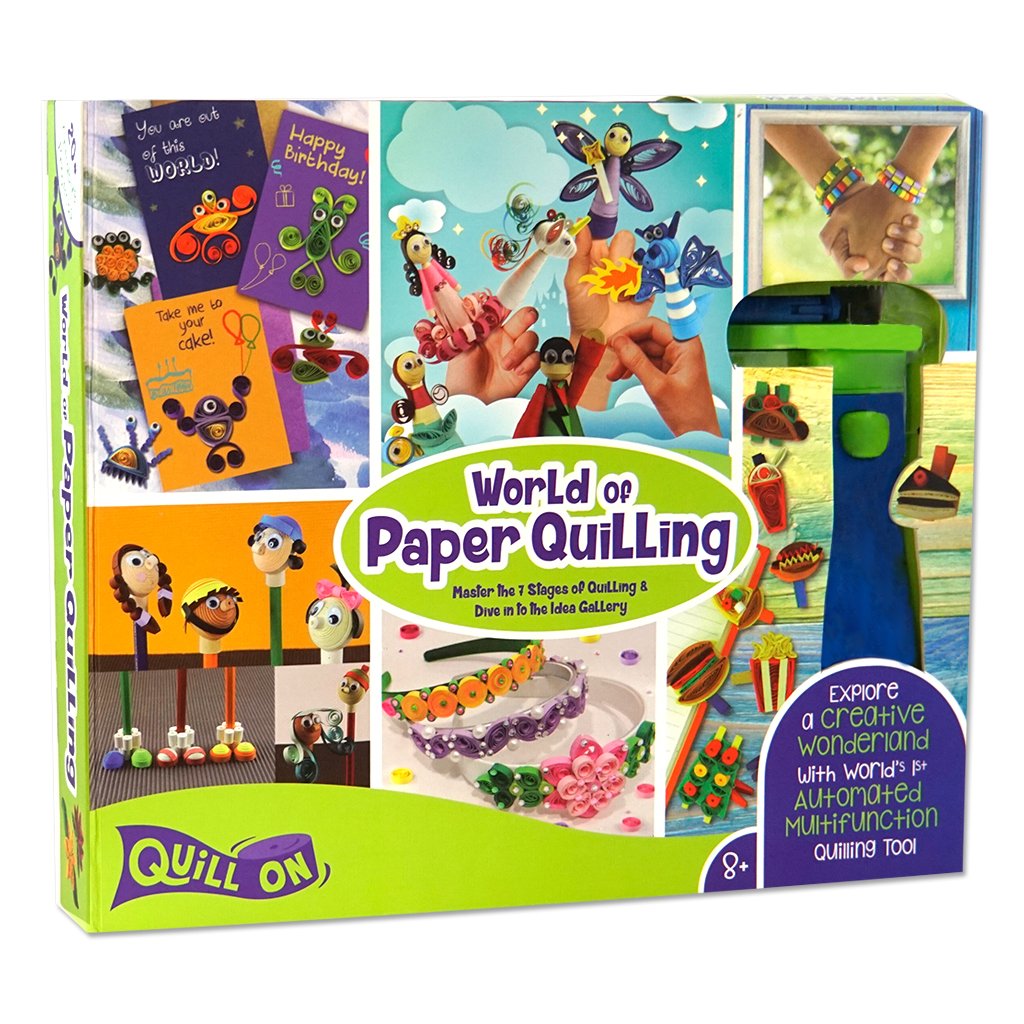 Quill On World of Paper Quilling | Electric Quilling Craft Kit | 20 Projects | Electric Tool & 550 Strips | Arts & Crafts for Kids | 8, 9, 10, 11, 12 Year Old Girl Gifts | Craft Kit for Adults