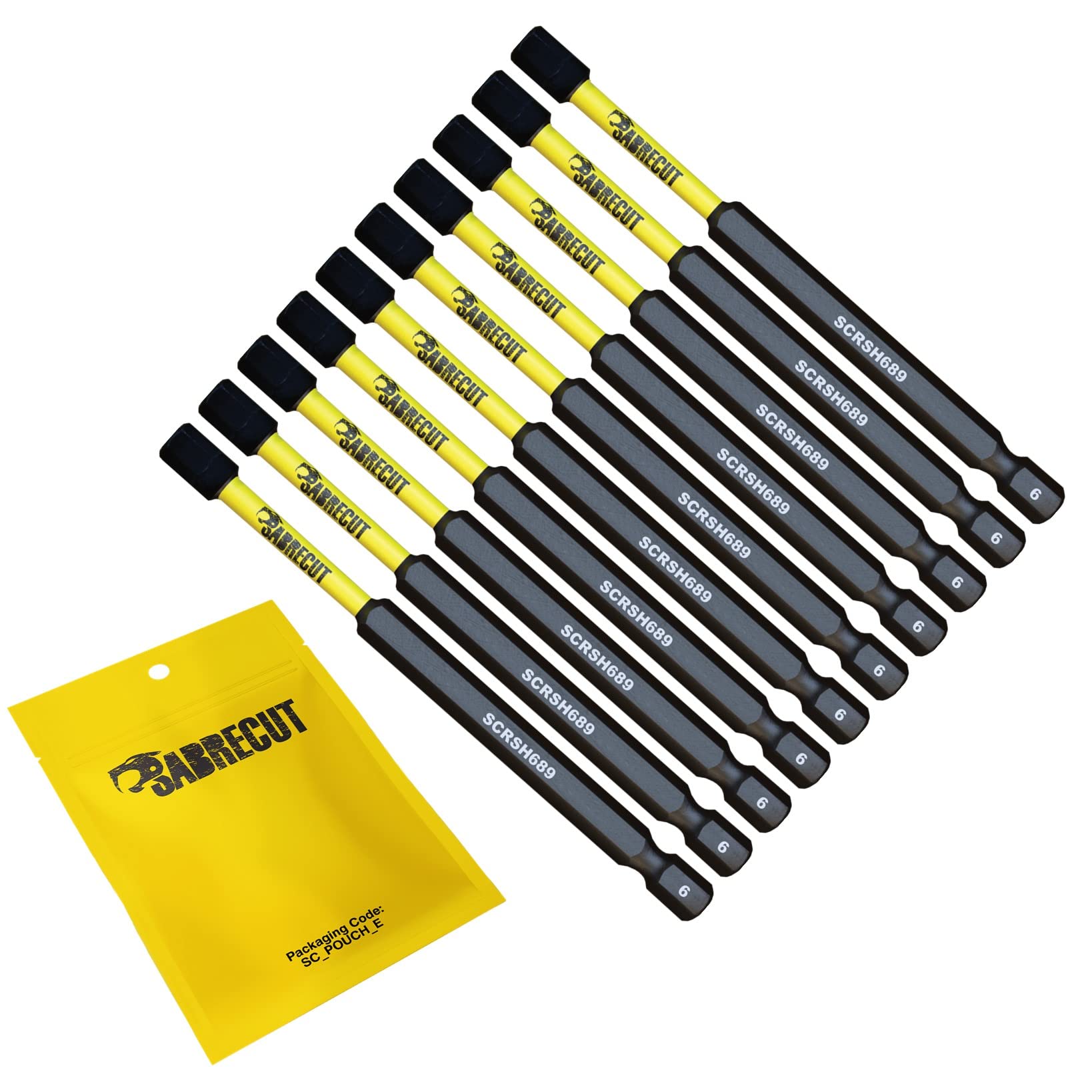 10 x SabreCut SCRH689_10 89mm H6 Hex Magnetic Impact Screwdriver Driver Bits Set Single Ended Heavy Duty