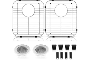ARLBA 2 Pack 304 Stainless Steel Sink Protectors for Kitchen Sink with Rear Drain Hole,13.2"x11.5"x1.25" Kitchen Sink Grid Universal SinkGrate SinkRack for Bottom of Sink with 2Pack SinkStrainers