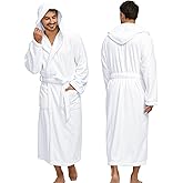 PJGGZ Men's Bathrobe with Hood, Soft Long Towel Robe for Men - Super Absorbent Quick Dry yet Warm