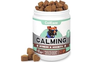 ColEaze Dog Calming Chews 200 Count Anxiety Relief Treats for Puppy's and Senior's Canine Sleeping Aid Supplement Chicken Liver Flavor