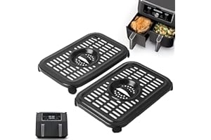 Air Fryer Grill Tray for Ninja Air Fryers, 2 Packs Replacement Air Fryer Crisper Plate Grill Plate Tray Accessories with Rubb