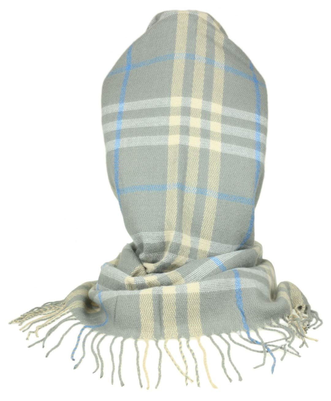 Girly Handbags Womens Tartan Soft Winter Scarf Shawl (Light Grey)