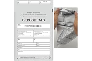 SEADASYOON Plastic Deposit Bags 100-Pack Opaque 9.5''x 15'', Opaque Security Bank Deposits Bags,Cash register bag,Money bag for Cash,Bank Pocket,Tamper-Evident Bag,Unique Barcode