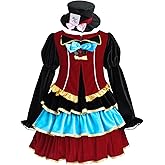 FCCAM Girls Mad Hatter Costume with Hat Mad Hatter Dress Tea Party Halloween Cosplay S
