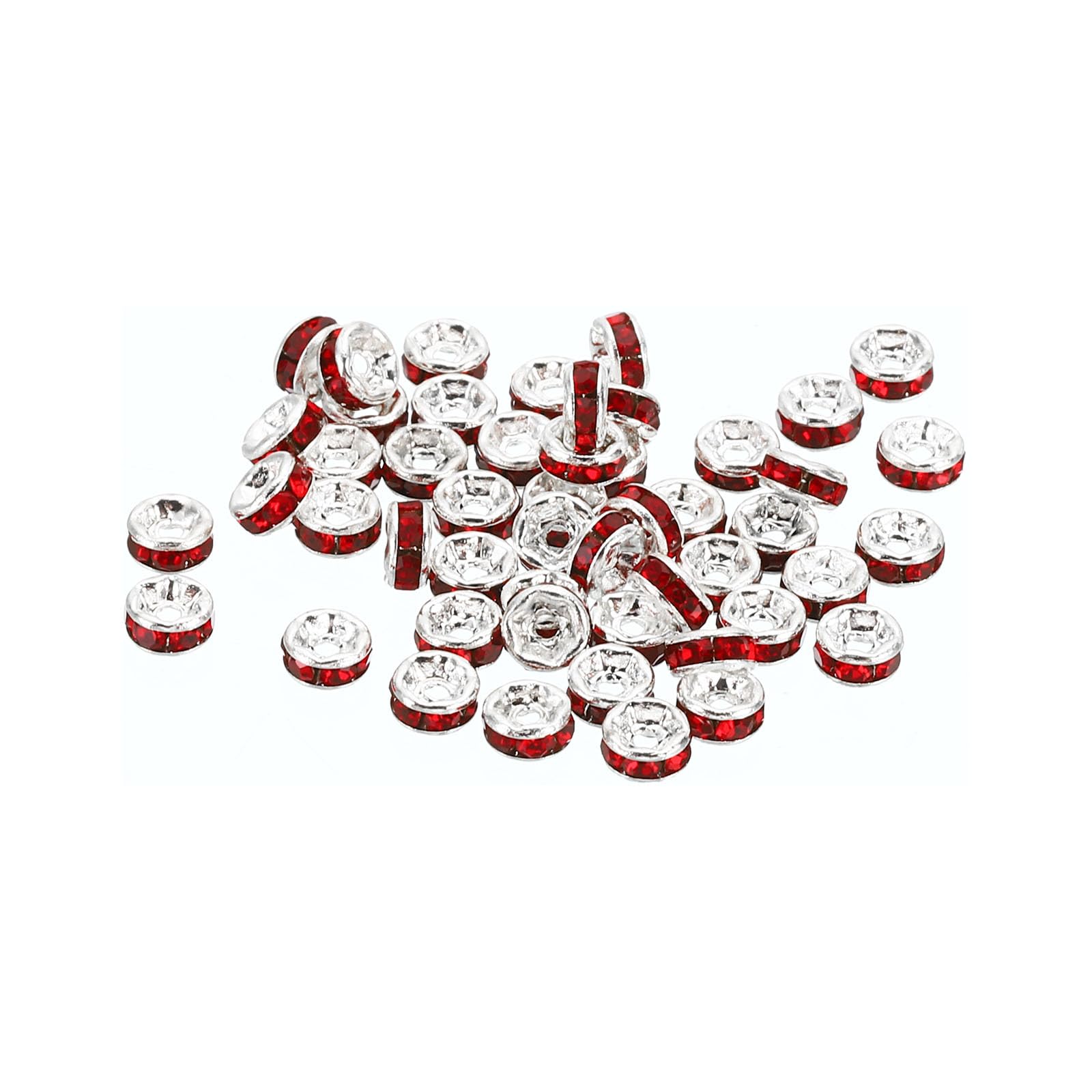 PATIKIL 4mm Spacer Beads, 100pcs Bead Spacers Rondelle Spacer Beads Rhinestone Small Round Bulk Glass Beads Crystal for Making DIY, Red
