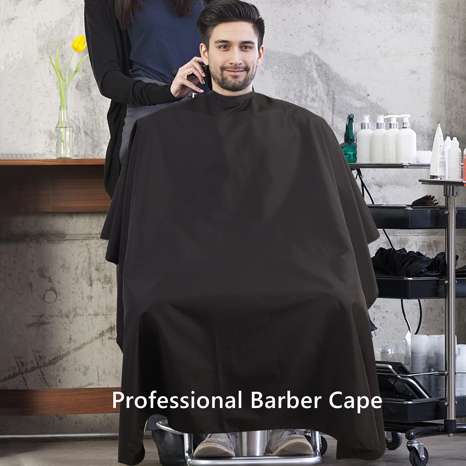 Barber Cape,Professional Salon Hair Cutting Cape,56x63 inches Large Hairdresser Cape for Haircut,Coloring,Makeup,Styling
