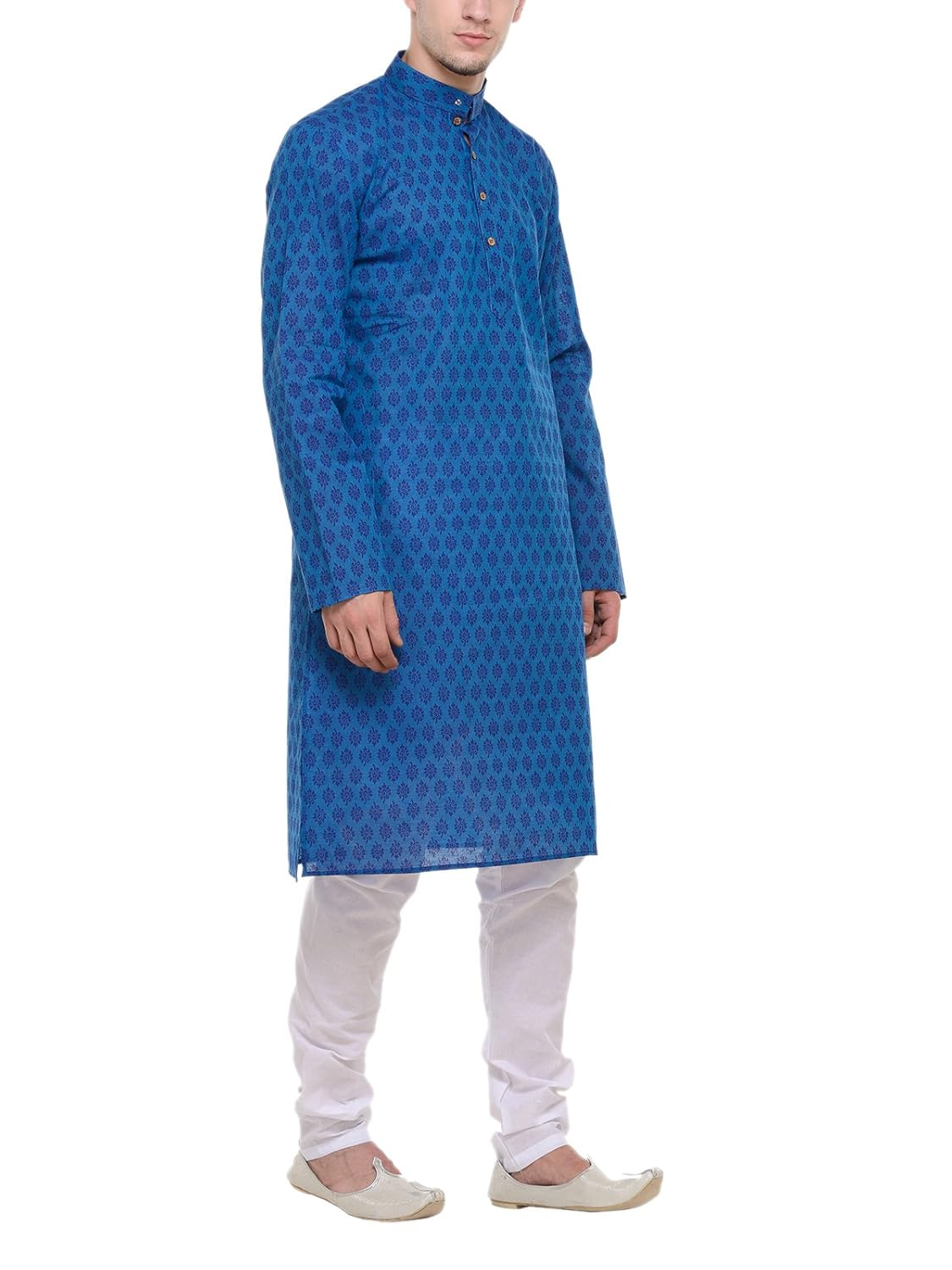 rg designers blue self printed full sleeves kurta pyjama set