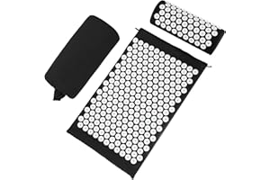 BABEHOP Acupressure Mat Set, Acupuncture Point Massage Pillow, Relieving Back and Neck Pain, Muscle Relaxation and Stress Reduction, Sciatica Relief, Suitable for Men and Women, Carry a Handbag, Black White