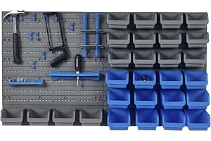 DURHAND 44PC Wall Mounted Storage Bins Parts Rack Kit with 2 Colour Parts, Hardware Screw Tool Organizer with Storage Bins, P
