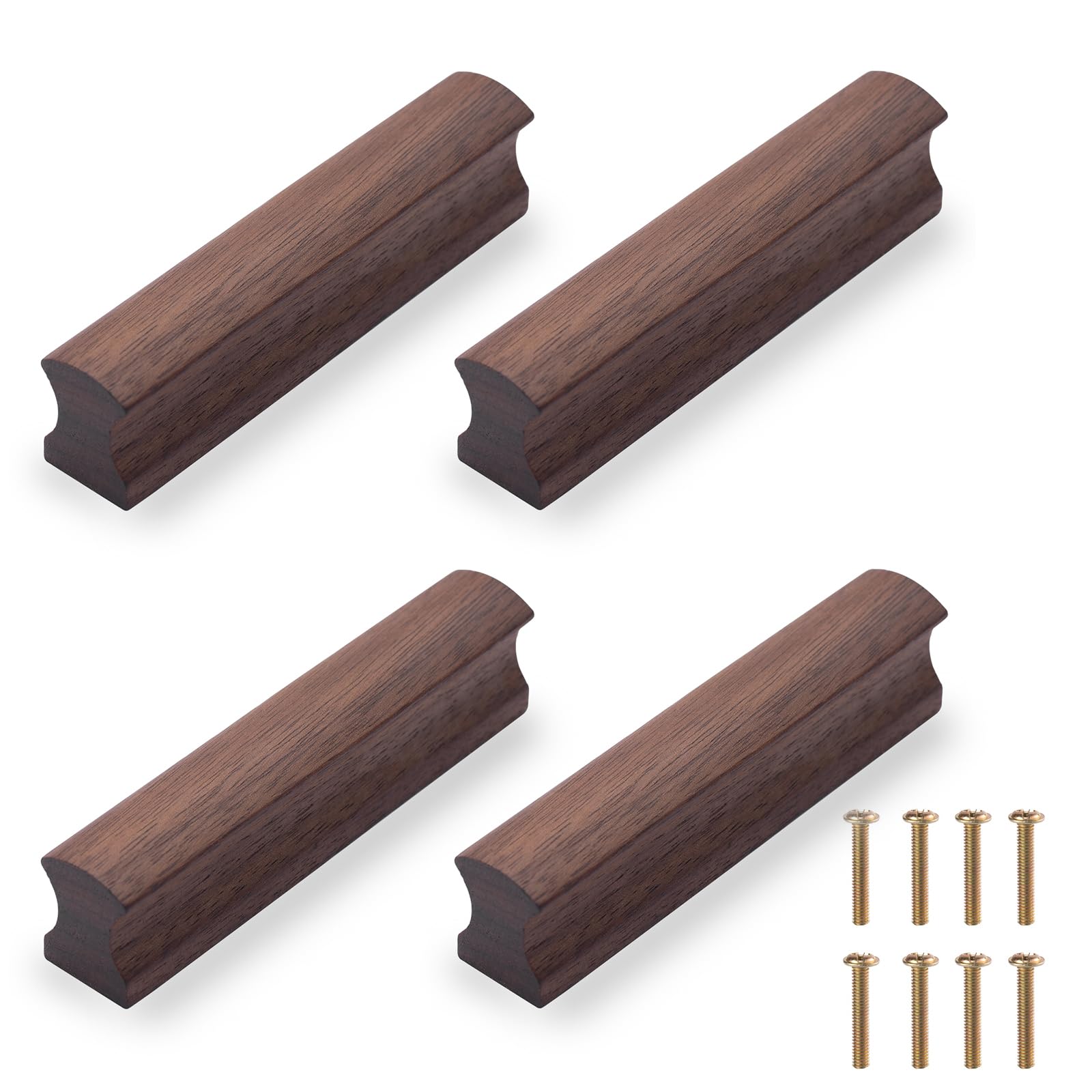 NAKUPENDA 4Pcs Cabinet Handles Wooden Drawer Handles Wooden Furniture Door Handle for Cabinet Cupboard Wardrobe 64x100mm (Black Walnut) — image 1