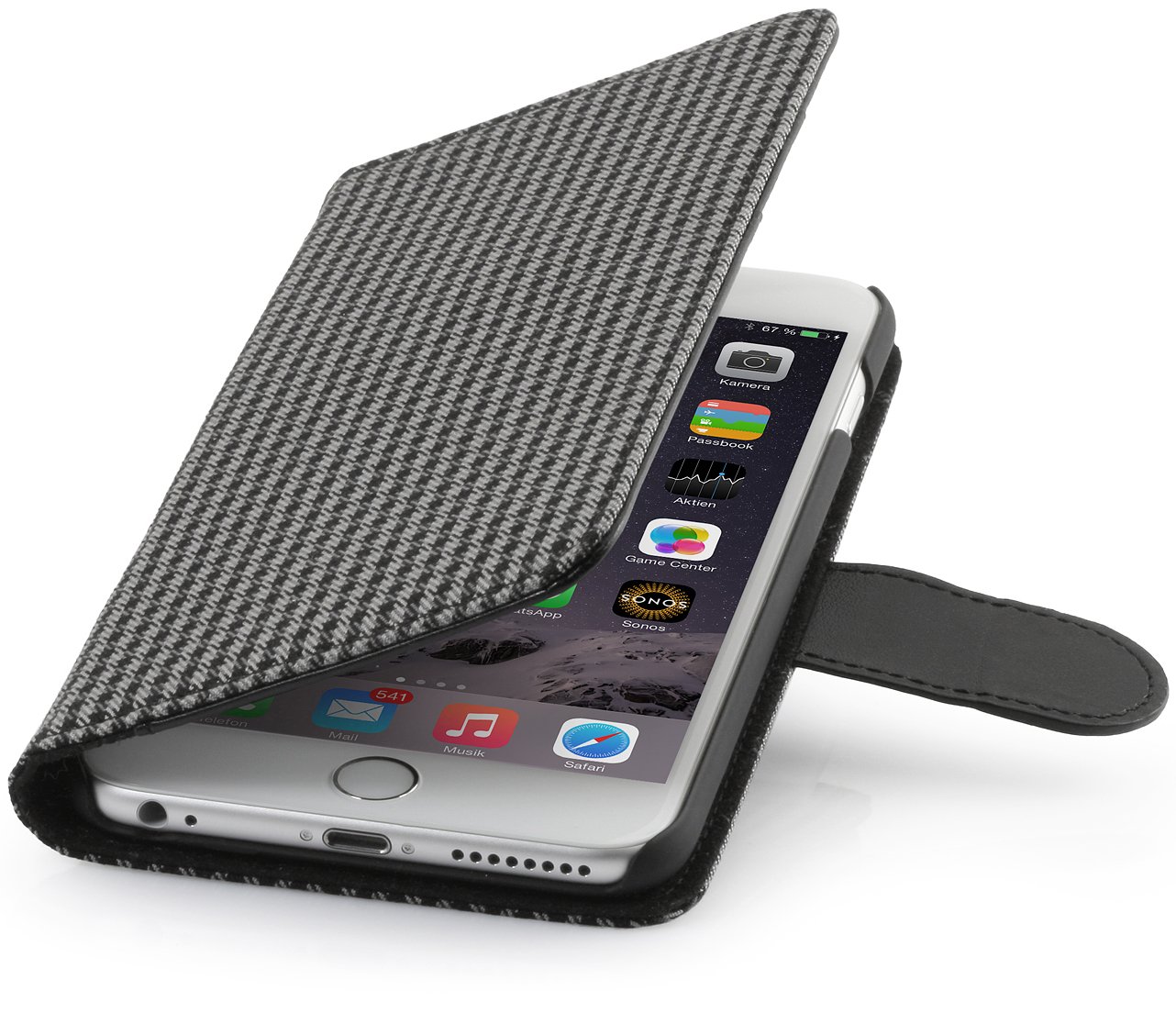 StilGut Leather Case Compatible with iPhone 6s Plus (5.5"), Cover with Card Slots, Fashion: Karo Pattern — image 1
