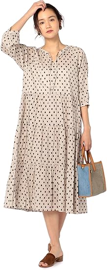 Amazon ノーリーズ Nolley S アフリカン小紋プリントワンピース Nolley S Collet 0 0273 1 07 802 38 ブラウンベージュ系3 ワンピース チュニック 通販