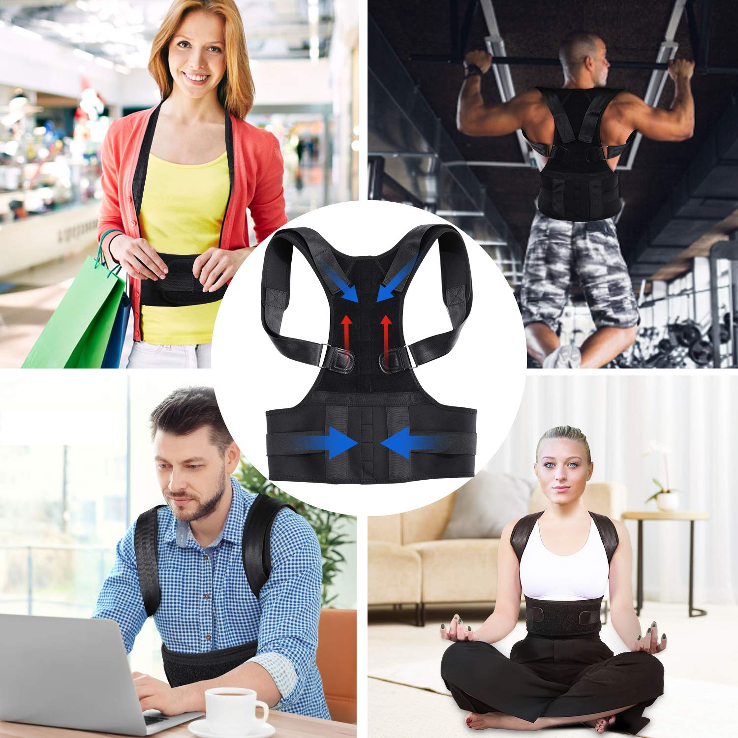 Lukemoz Posture Corrector for Men and Women, Adjustable Shoulder Brace Back Straightener, Comfortable Back Brace for Back Pain Relief, Improves Posture(S)