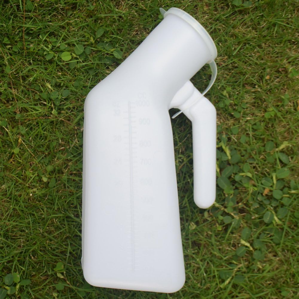 YUMSUM Thick Firm Male Urinal Urine Bottle with Lid 32oz./1000mL (White)pack of 2,: Health & Personal Care