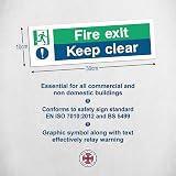 Rubigo Fire Exit Keep Clear Sign 30x10cm Multipack 3 Self Adhesive view 2