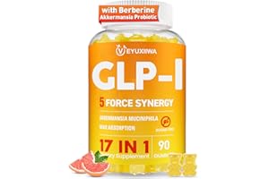 VEYUXIIWA GLP-l Supplement for Women, 5X GLP-l Blends with Akkermansia Probiotic & Berberine, 17-in-1 High Efficiency GLP-l Probiotic Gummies , for Energy, Digestion & Gut, Yuzu Flavor, Sugar Free - 90 Gummies