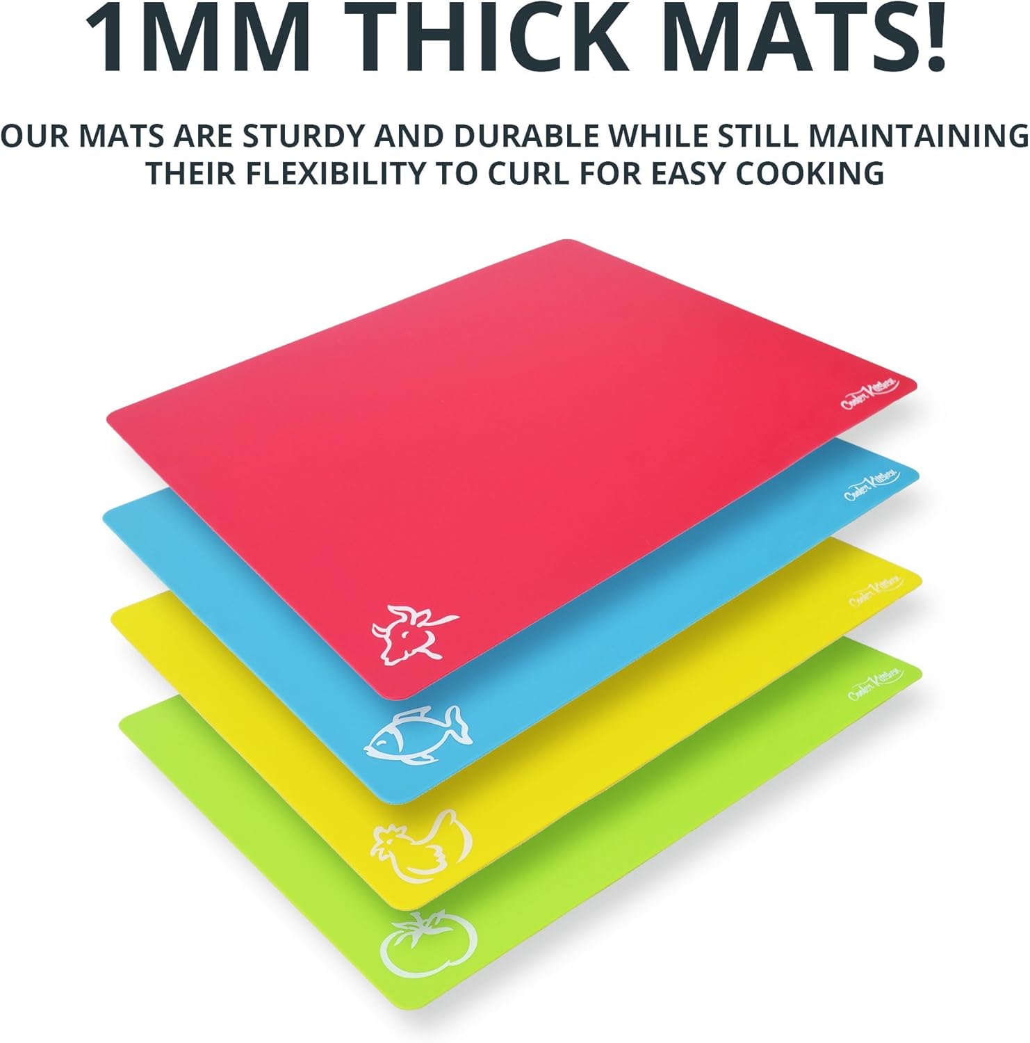 Cooler Kitchen Extra Thick Flexible Plastic Cutting Board Mats with