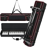 Tanmqin 88 Key Piano Bag for Yamaha P45/P71, Piano Stand Straps, Case Only | Oxford+10mm Foam+Satin Lining; 27" Pockets, 6 Rubber Feet; Fits Slim 88-key Pianos; Performers, Teachers, Keyboardists