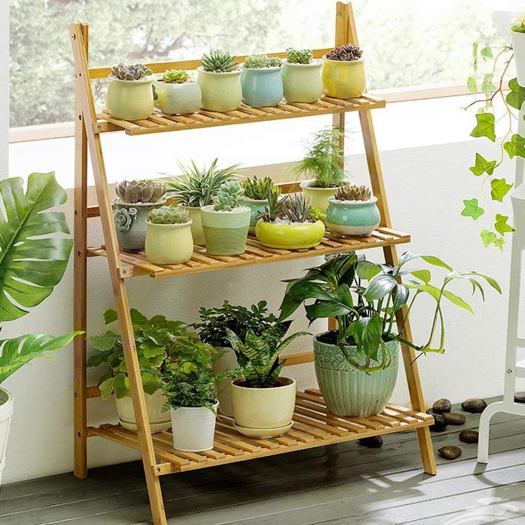 Soporte De Flores Para Interiores, Plegable De Madera De 3 Niveles ...
