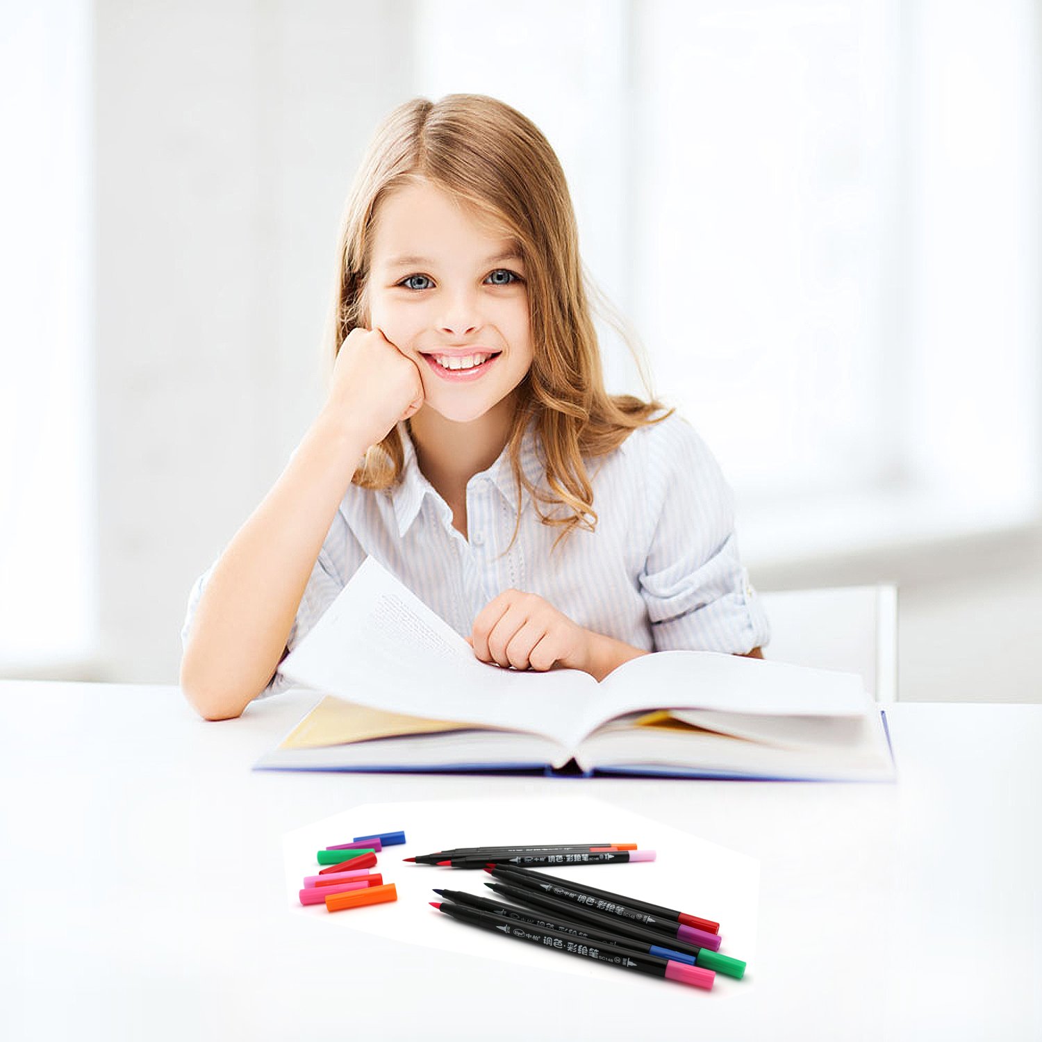 Dual Tip Watercolor Art Markers Brush Pen - 100% Acid-free /Non-toxic Ink - Best for Coloring Book Painting Drawing Sketching Journaling Writing Lettering - 36 Colors No Duplicates