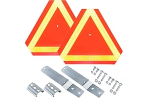 GELASKA 2 Pack Slow Moving Vehicle Sign with Sign Mounting Brackets for Golf Cart, Smv, UTVs, Farm Tractor, Horse Drawn Carriages Sign Bracket ( 2 Vehicle Sign, 2 Mounting Bracket, 8 Bolts, 8 Nuts)