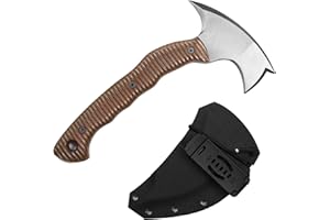 AncientSmithy Tomahawk Axe - Handmade Tactical Tomahawk Hatchet - Full Tang Combat Axe for Military Camping and Outdoor Activities (Three Spikes with Kydex Sheath)