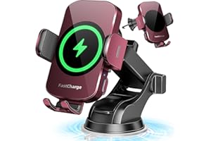 BothLin Wireless Car Charger, Fast Charging Phone Holder 3 in 1 Phone Mount Auto Clamping Car Accessories Compatible with iPhone 16 15 14 13 12 11 Xs XR, Samsung S23 Ultra S22 S21 S20/S10+ S9+ Note 9