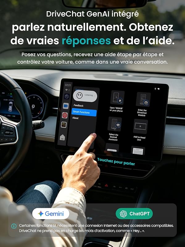 Adaptateur CarPlay sans Fil Android Auto, Boîtier AI Vidéo Auto 3-en-1 pour CP/AA Filaire OEM, 4GB+32GB, Double Wi-FI & Hub IoT Bluetooth, pour Netflix/Youtube/TikTok/Carte TF, CB4B