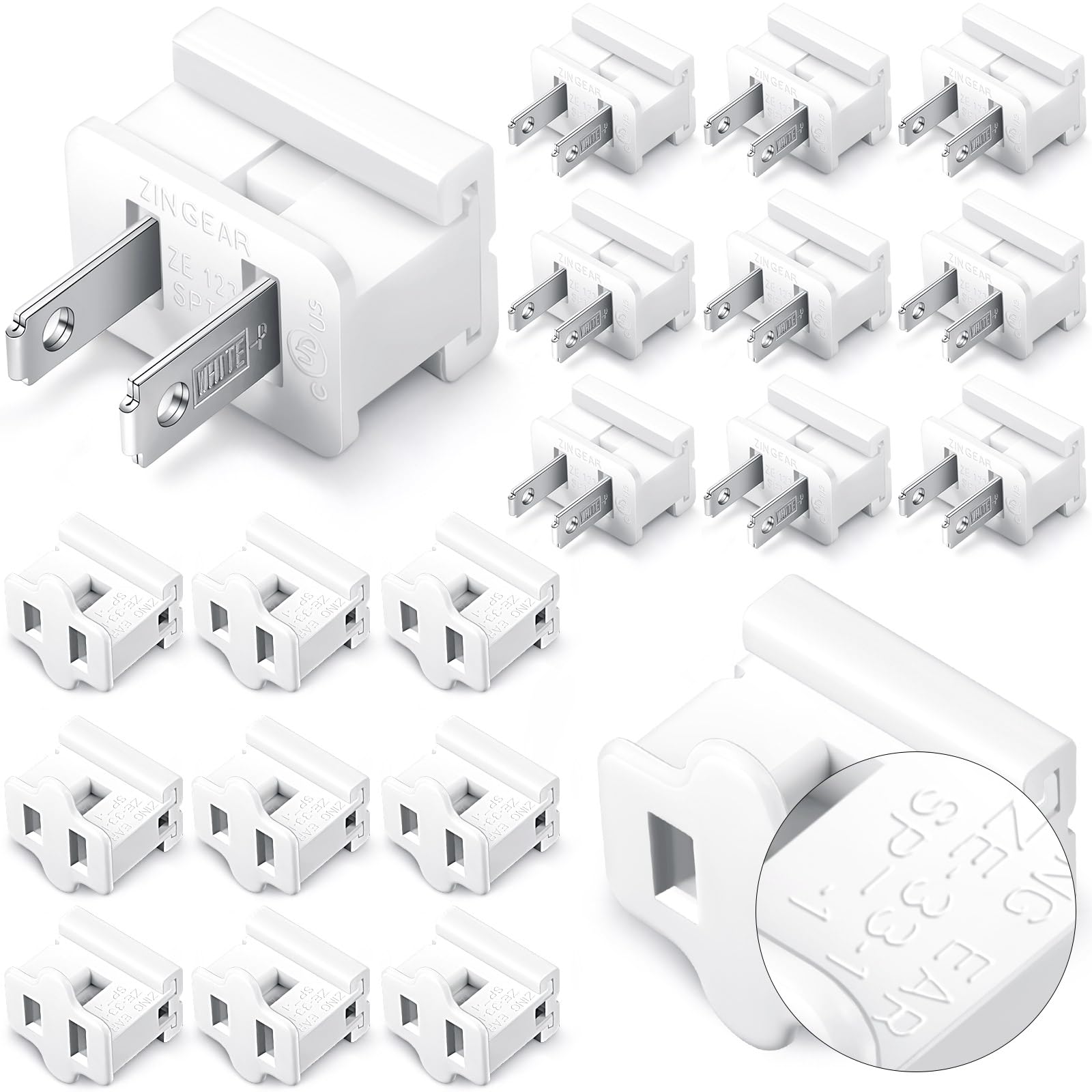 Photo 1 of Flutesan 20 Christmas Female and Male Slip Plug Lighting Outlet White Vampire Adapter for Xmas Holiday Party (SPT-1)