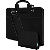 Hseok Laptop Shoulder Bag 15.6-16 inch Case, Durable Shockproof Protective Computer Carrying Briefcase with Multi-Pockets and Strap Compatible with Most 15 15.6 16 inch Notebooks,Black
