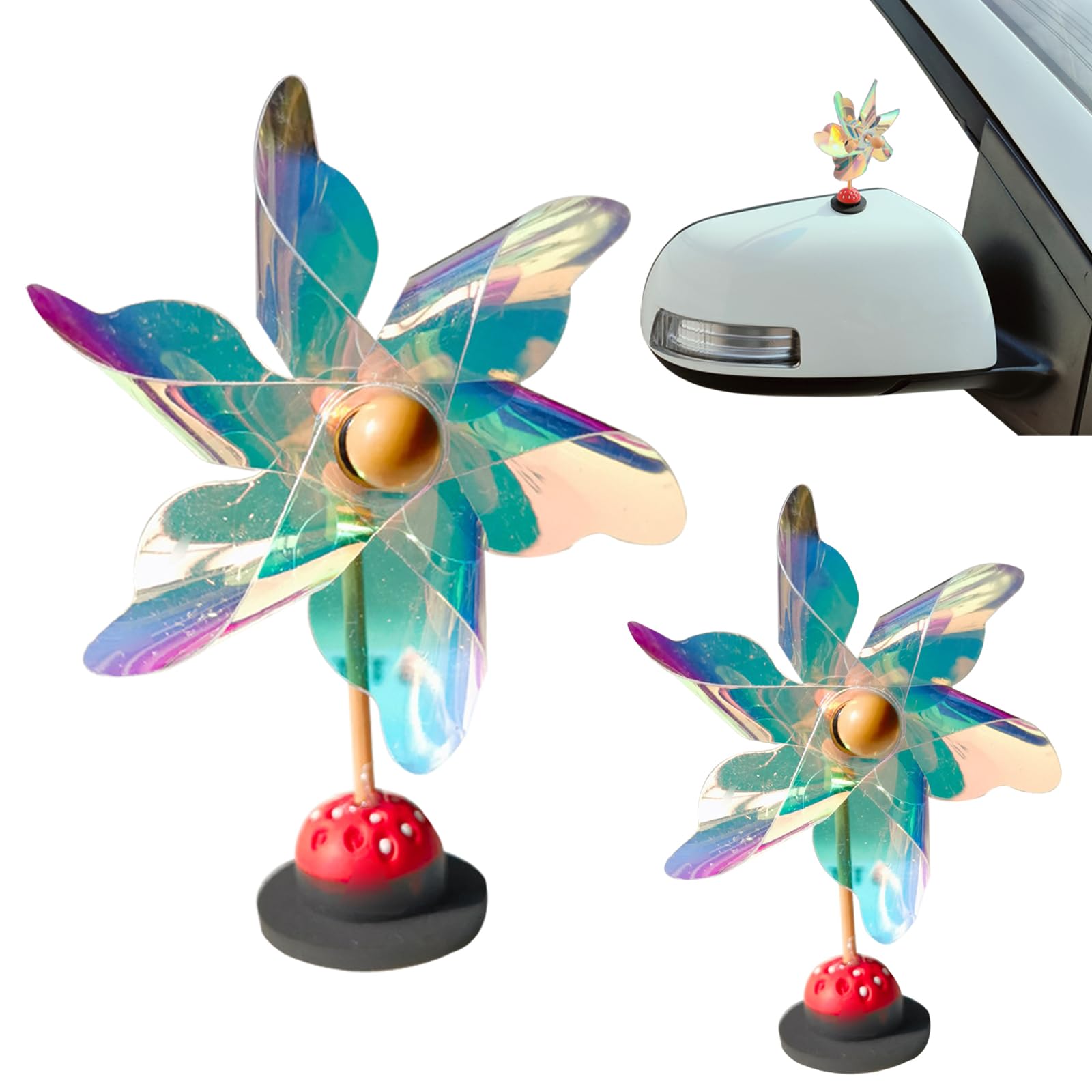 Photo 1 of 2 Pieces car Mirror Bird Deterrent,Bird Deterrent for car,Reflective pinwheels Bird Deterrent,Car Decoration.