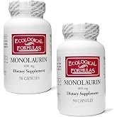 Ecological Formulas 600 mg Monolaurin - Two Individually Sealed Bottles 180 Count