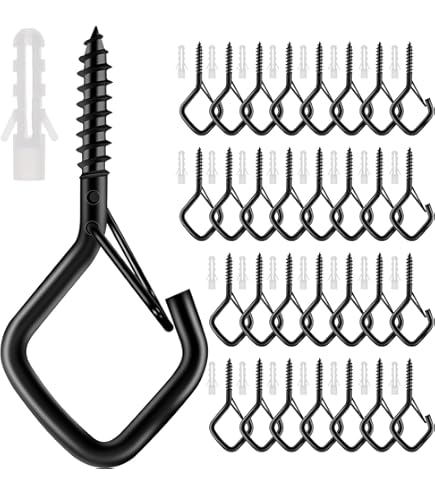 Lot De 100 Crochets à Visser Pour Guirlandes Lumineuses D'extérieur, Crochets De Suspension Pivotants Pour Extérieur Avec Boucle De Sécurité à Visser