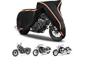BIGACOVER 420D Motorcycle Cover for Honda Rebel 250 300 500 1100 Shadow 600 750 1100 / Vtx 1300 1800 / Fury / VT750,Outdoor Bike Cover Windproof Heavy Duty Waterproof Protection