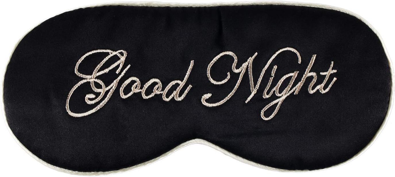 Silk Sleep Eye Mask for Women and Men Soft Ladies Ultra Lightweight Adjustable Strap Satin Eye Night Blindfold Eyeshade Cover for Full Night's Sleep, Travel and Nap Black