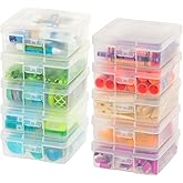 IRIS USA Pencil Case Boxes, 10-Pack, |Made in USA|, Plastic Bead Organizing Containers with Snap Lid for Arts, Crafts, Ephemera, Stickers, & Dance Cheer, Clear - Small