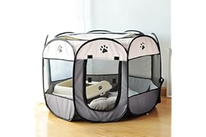 SENCONE Portable Pet Playpen, Dog Playpen Foldable Pet Exercise Pen Tents Dog House Playground for Puppy Dog/Cat Indoor Outdo