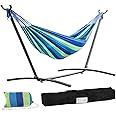 FDW Double Hammock Stands Portable Hammock Stand Heavy Duty Steel Stand for Outdoor Patio or Indoor (Blue)
