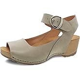 Dansko Tiana Slip-On Platform Sandal for Women – Cushioned, Contoured Footbed for All-Day Comfort and Support – Hook & Loop Strap with Buckle Detail – Lightweight Rubber Outsole