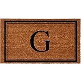 Evergreen Flag Monogram Letter G Entrance Doormat | 28 x 16 inches | Dirt Catching Natural Coir | All-Season | Non-Slip Backi